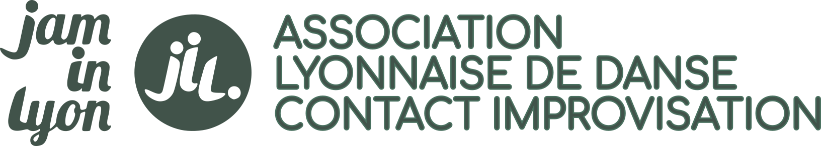 logo de Jam in Lyon accompagné du texte 'Association lyonnaise de Contact Improvisation'